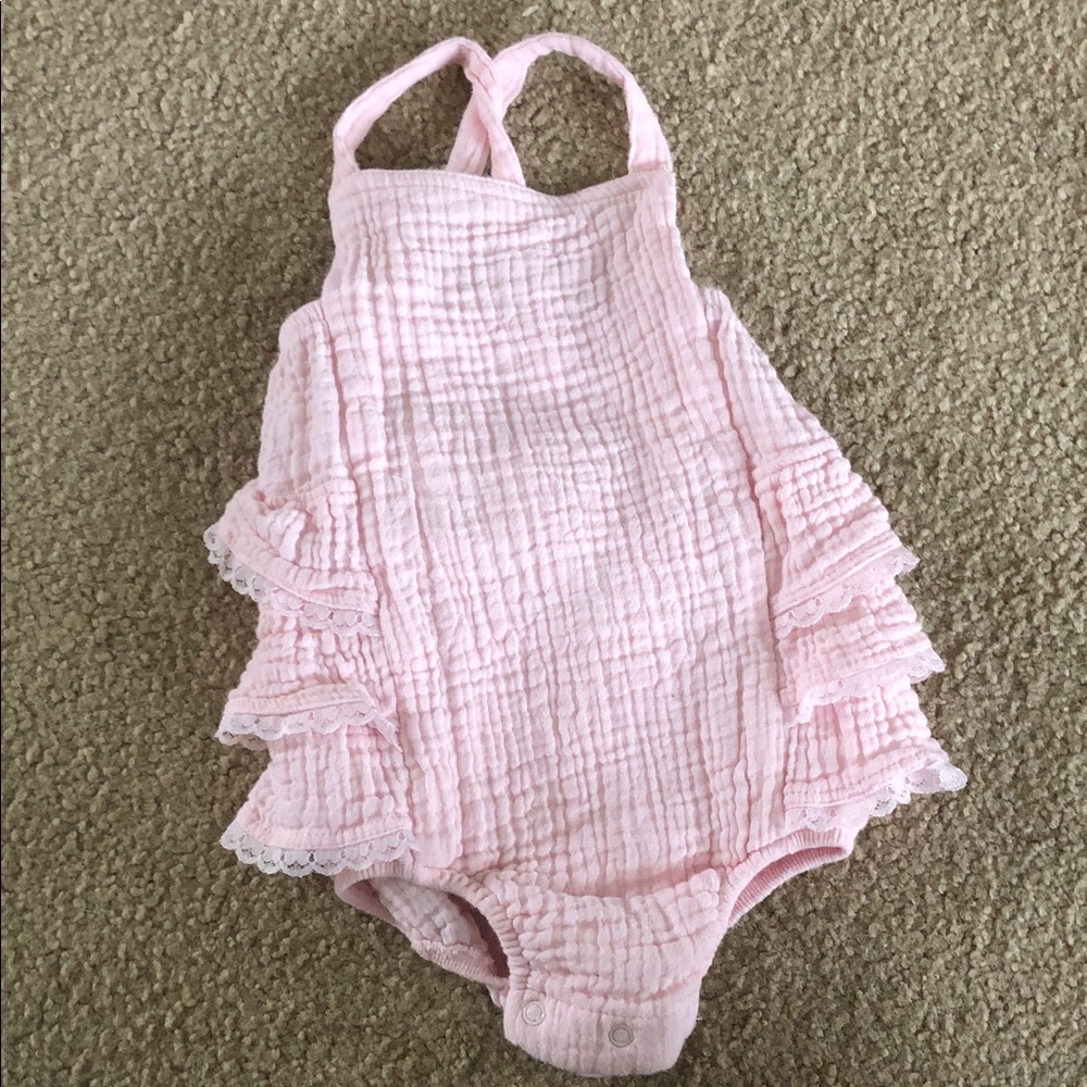 Angel Dear Light Pink Ruffled Bodysuit, 6-12 Months